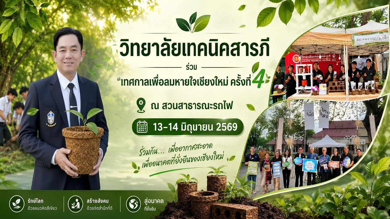 ขับเคลื่อนเมืองเชียงใหม่น่าอยู่ เข้าร่วมจัดนิทรรศการ "กระถางจากใบยางนา" ในงาน “เทศกาลเพื่อลมหายใจเชียงใหม่ ครั้งที่ 4”